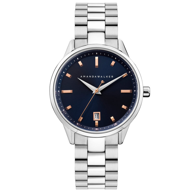 Amelia - Blue, Silver & Rose Gold Watch