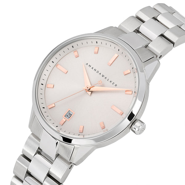 Silver & Rose Gold Ladies Watch Watch - Buy from Amanda Walker Time - UK British Design